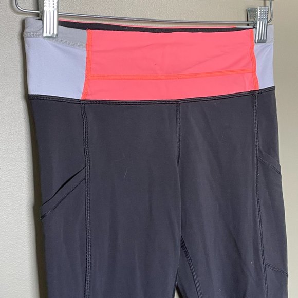 Lululemon Athletica Speed Tight black and coral full length size 4 - Picture 3 of 12
